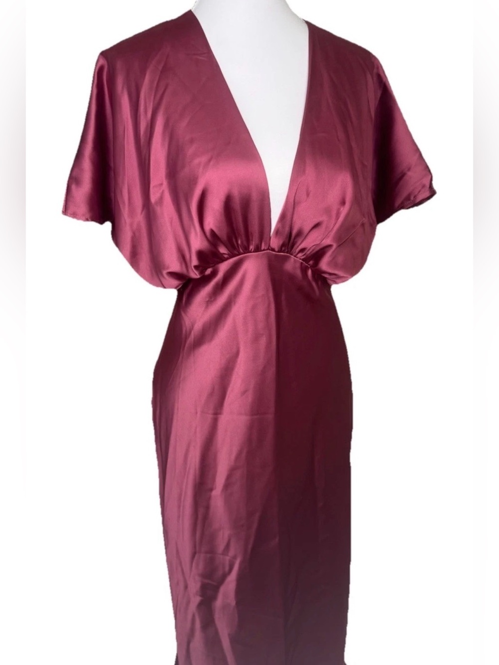 NWT Renee C Dark Pink Satin Maxi Dress Size Small